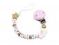 Preview: Schnullerkette mit Namen Wolke+Stern rosa/gold