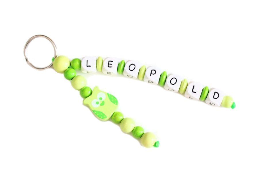 Namensanhänger Eule lemongrün