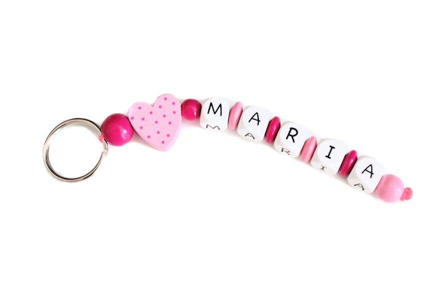 Namensanhänger Tupfenherz rosa