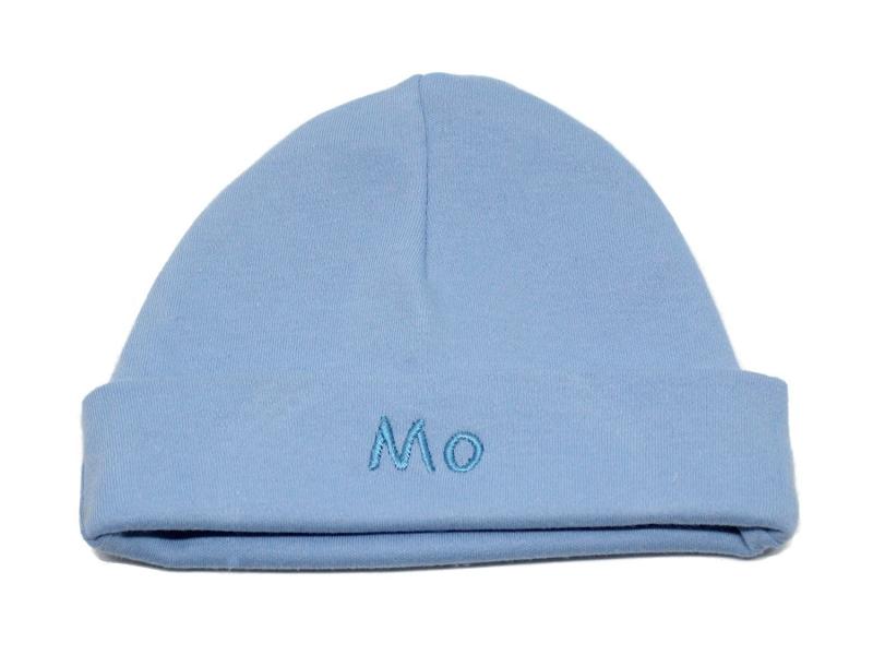 Babymütze mit Namen hellblau