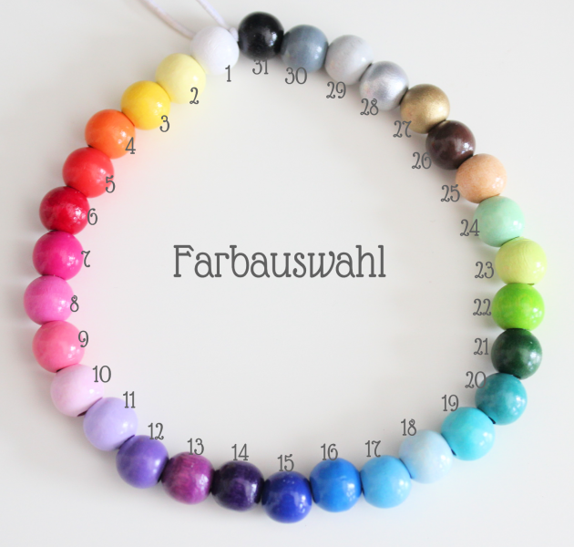 Schnullerkette mit Namen für 9 - 10 Buchstaben - Farbauswahl