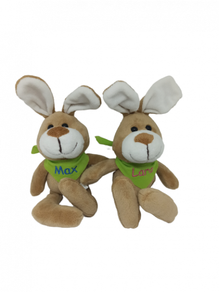 Minihase mit Namen bestickt
