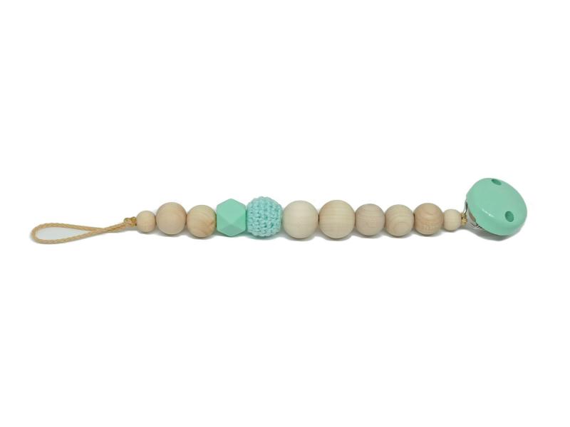 Schnullerkette Holzperlen pur - mint