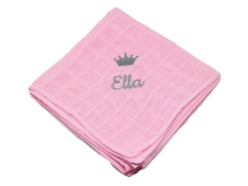 Mulltuch mit namen Krone rosa