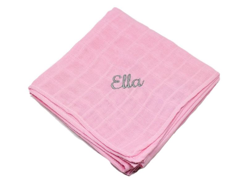 Mulltuch Spucktuch mit Namen rosa
