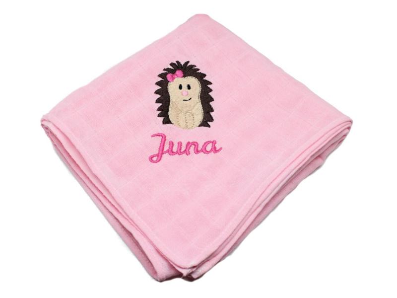 Spucktuch mit Namen Igel rosa