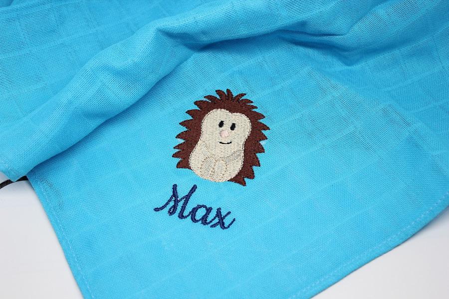 Mulltuch Spucktuch mit Namen Igel Junge - verschiedene Farben