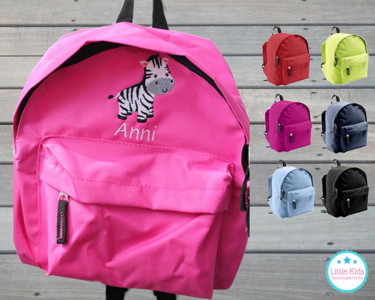 Rucksack mit Namen Zebra - verschiedene Farben