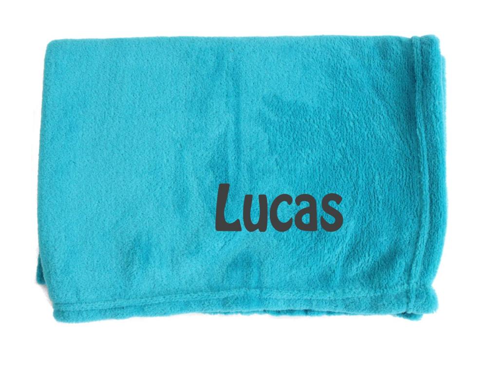 Babydecke mit Namen bestickt türkis