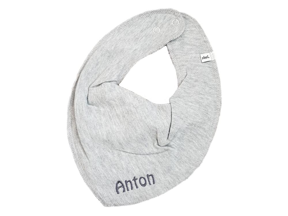 Baby Halstuch Dreieckstuch mit Namen grau