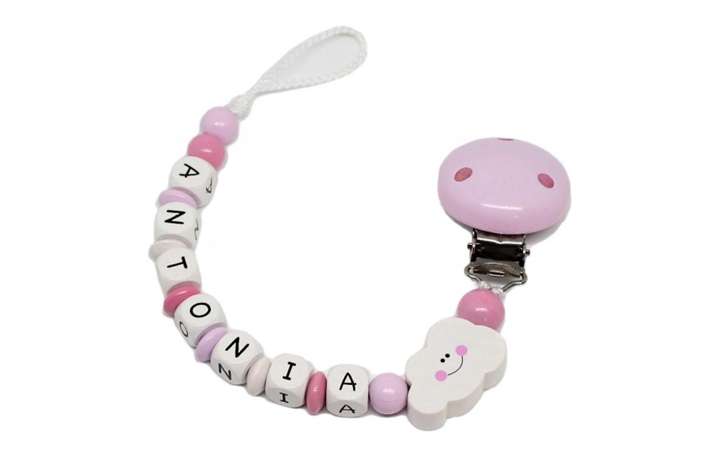 Schnullerkette mit Namen Wolke rosa