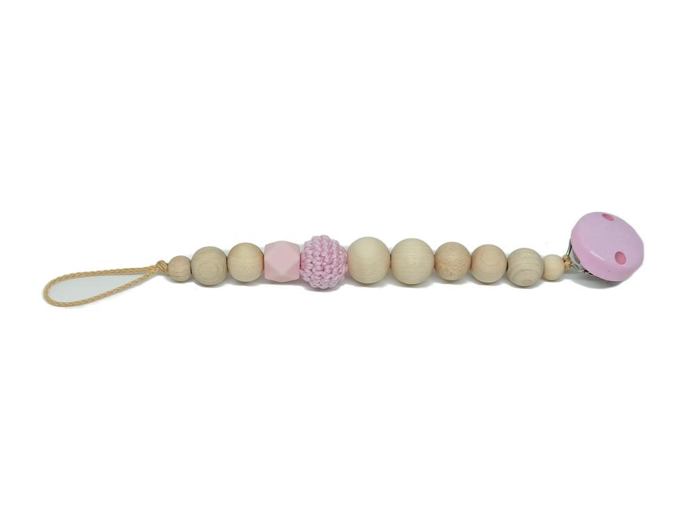Schnullerkette Holzperlen pur rosa