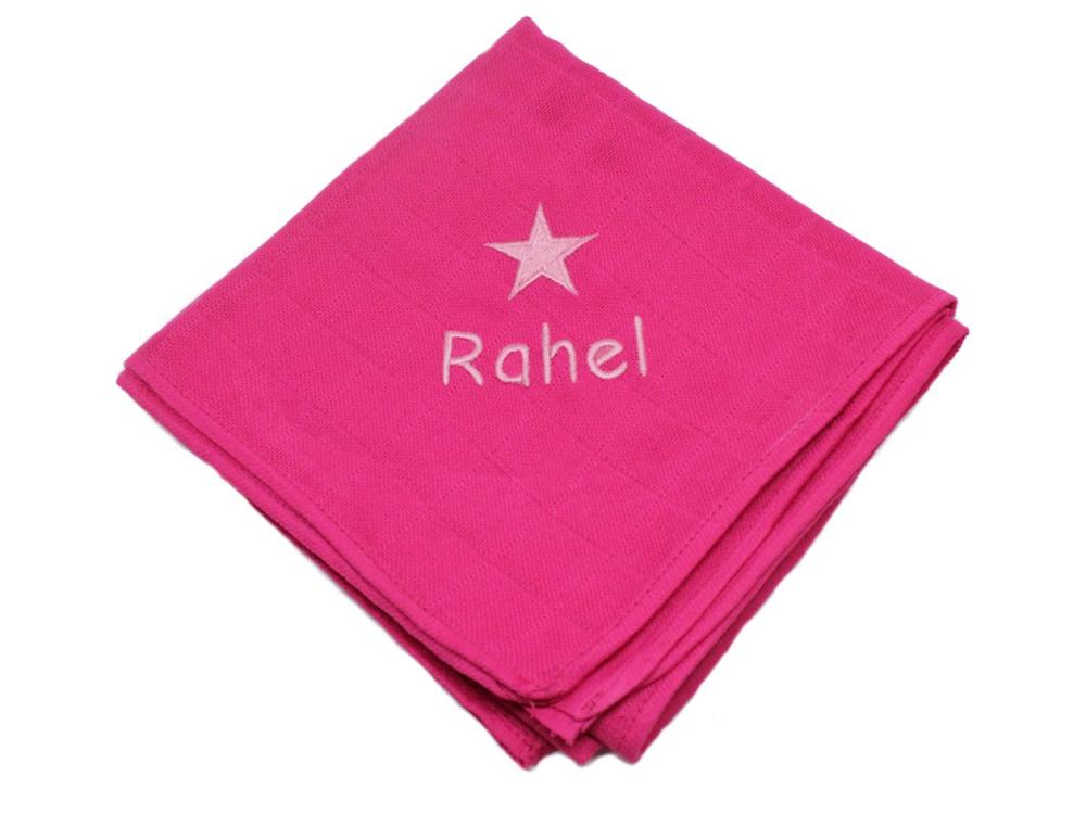 Schmusetuch mit Namen Stern pink