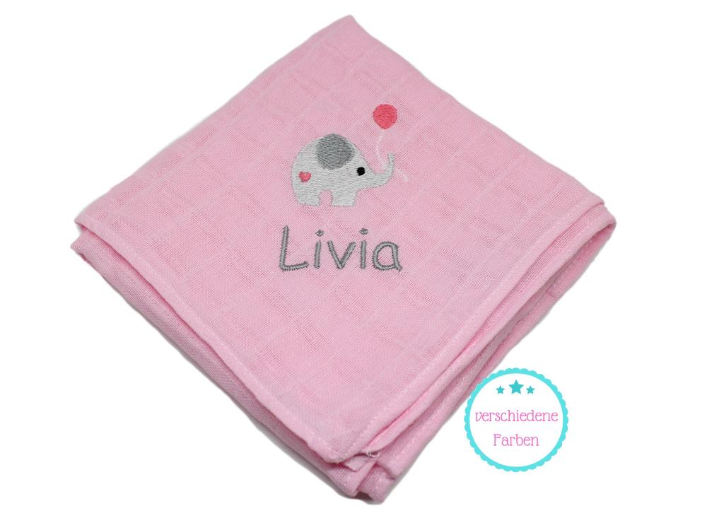 Mulltuch Elefant rosa