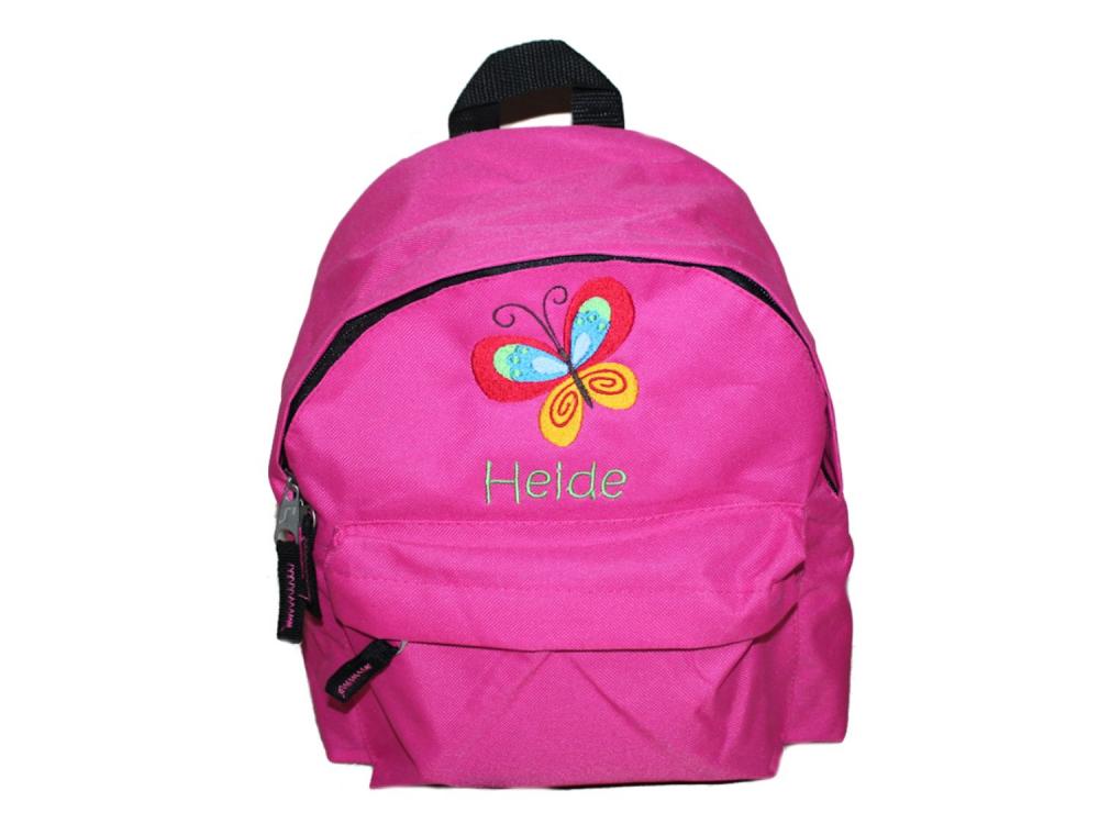 Mädchen Motiv Schmetterling in flieder Baby Kinder Schlüsselanhänger für Wickeltasche Kindergartentasche Anhänger mit Namen Schultasche oder Rucksack mit Schlüsselring NAMENSANHÄNGER 